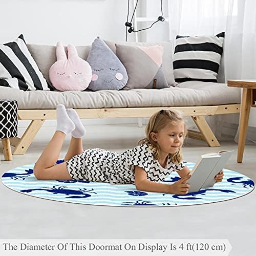 Llnsupply ילדים עגולים לילדים שטיח שטיח סרטן חמוד סרטן כחול גלי משתלת שטיח שטיח