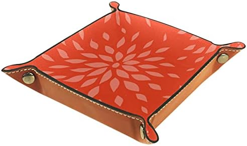 מגש שירות עור, מגש קוביות מתקפל מחזיק מרובע, צלחת מארגן שידה לשינוי מפתח מטבע, יפנית פרח אדום פשוט של אביב