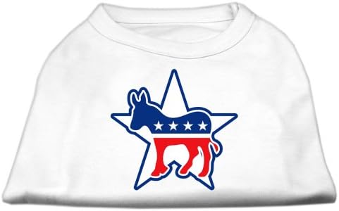 מוצרי חיות מחמד של מיראז 'חולצת הדפס מסך דמוקרטית בגודל 12 אינץ' לחיות מחמד, בינוני, לבן