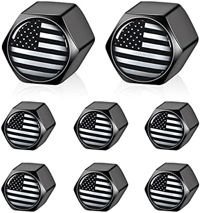 כובע גזע שסתום דגל אמריקאי - אלומיניום שחור עם טבעת גומי צמיג גלגל שפת אבק כיסוי מתאים למכוניות, משאיות, אופניים,