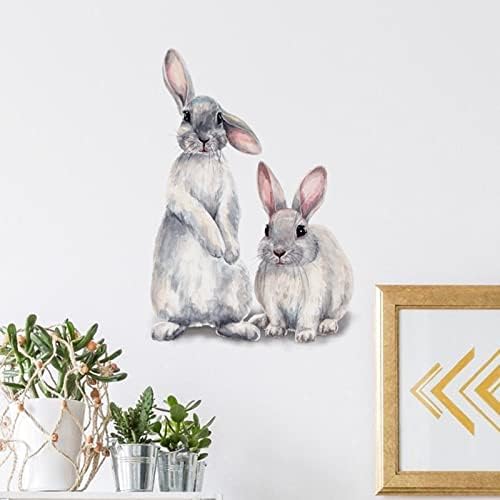 שני ארנבים חמודים לילדים חדר בית עיצוב בית מדבקת קיר נשלפת מדבקה מגניבה