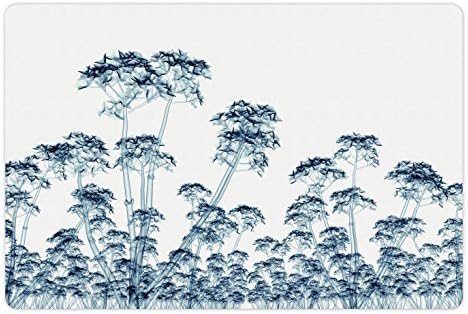 מחצלת לחיות מחמד פרח עבור מזון ומים, צילום רנטגן של יער טרופי עצים אקזוטיים צמחים טבע שלילי אמנות הדפסה, מלבן החלקה גומי