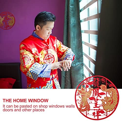 טוינדונה תפאורה ביתית 1 גיליון נייר חתונה סיני חתוך דרקון סיני דמות חלון מדבקה מדבקות מדבקות קיר מסורתי לקישוט