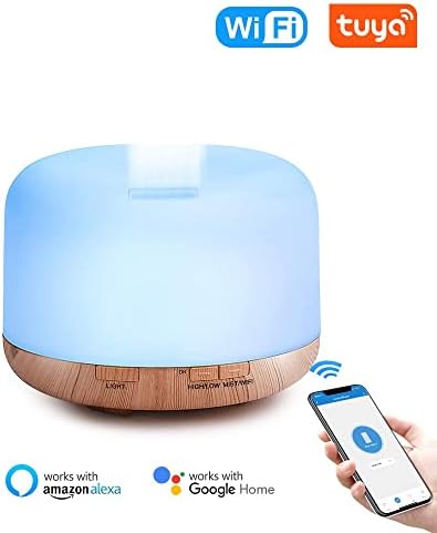 Navor Smart Wi-Fi מפזר שמן אתרי עם 6 צבעים, התואם ל- Alexa & Google Home