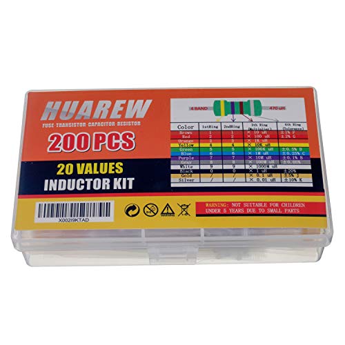 HUAREW 20 ערכים 200 מחשב משרן AL0410 1 UH - 4.7 MH 1/2 W in -tip Dip Color Code ערכת מבחר מבחר משרן