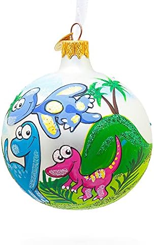 דינוזאורים לתינוקות כדור זכוכית קישוט חג המולד 3.25 אינץ '