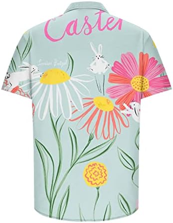 חולצות דש בהוואי של Xipcokm Hawaiian אופנה טיזים מזדמנים טרופיים שרוול קצר בוטון למטה פוסטים רופפים חולצת פסחא