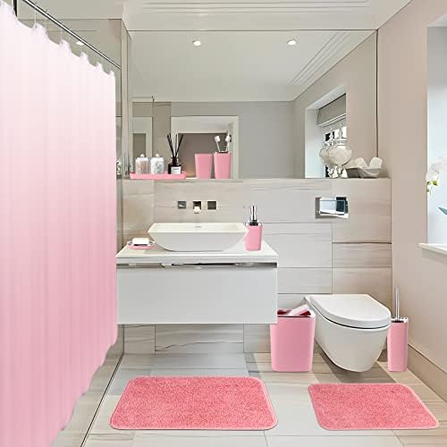ערכת אביזרים לאמבטיה של Xlhomo - ערכות חדר אמבטיה עם וילון מקלחת ושטיחים, שטיחי אמבטיה שאינם מחליקים סופגים סופגים,