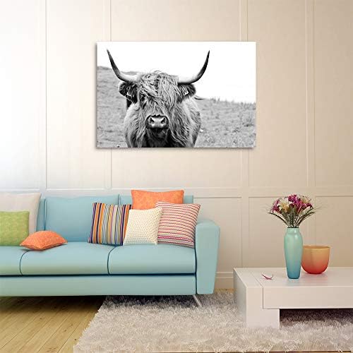 דפוס פרה היילנד בד קיר קיר אמנות בית חווה הדפסים תמונה עכשווית של בעלי חיים פרה ציורים שמן ציורי שמן לחדר