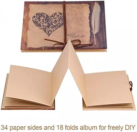 Yfqhdd 34 עמודים Diy Craft אלבום תמונות וינטג 'סגנון לב לב אלבום תמונות אלבום אלבום ספר אלבום אלבום זיכרון לחתונה אלבום