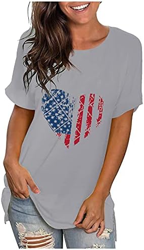 4 ביולי חולצות חולצות לנשים חולצות טוניקות עם שרוול קצר חולצות פסים של דגל ארצות הברית חולצה פטריוטית