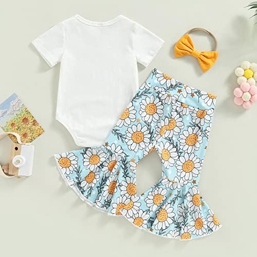 3 יח 'תלבושת קיץ תינוקת קיץ קטנה בגד גוף פרחי בר קטנים ודייזי פעמון תחתונים בכיסוי בגדי תינוקות
