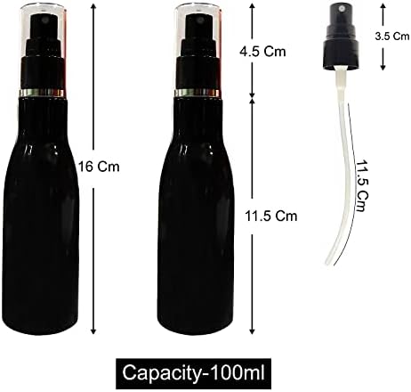 זנוויסטה 3.3 עוז / 100 מיליליטר בקבוק ריסוס שחור ריק, כתרסיס ערפל עדין, ניתן למילוי חוזר, מרסס נייד,לשימוש חוזר, גודל