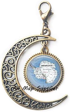 AllMapsupplier אופנה רוכסן רוכסן ירח, אבזם לובסטר מפה אנטארקטי, תכשיטי מפת אנטארקטיקה, מפת הקוטב הדרומי, מפה אנטארקטיקה