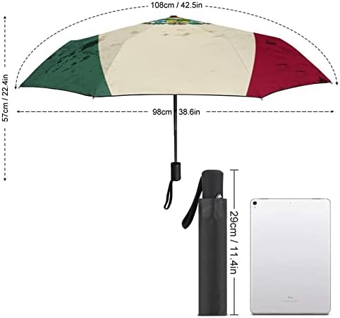 רטרו מקסיקו דגל 3 קפלים מטריית נסיעות נגד אולטרה סגול מטריות אטומות לרוח מטרייה פתוחה אוטומטית אופנתית