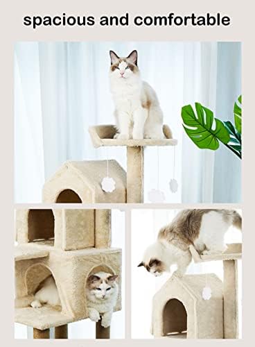 חתול עץ לחתולים מקורה 57.6 סנטימטרים חתול בית מודרני חתול מגדלי חתול דירה רב שכבה עם פלטפורמות חתול קן וסריטות הודעות