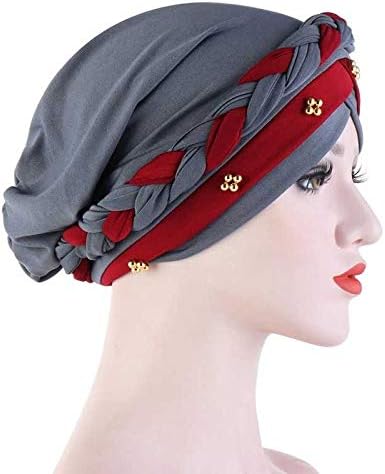 Lysldh דו-צבעי חרוזים חרוזים כובעי חזייה אביב וסתיו עטוף מוסלמי כובע טורבן כותנה כותנה חזייה פנימית מכסה מכסה