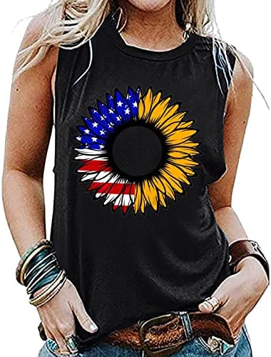 חולצה 4 ביולי גופיות טנק לנשים דגל אמריקאי קיץ קיץ חולצה חסרת שרוולים כוכבים מפוספסים גופיות כושר פטריוטיות