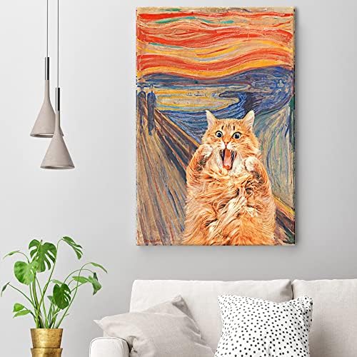 תקציר אדוארד מונבס קיר אמנות אמנות מפורסמת אמנות מפורסמת הצעקה מצחיק חתול אסתטי פוסטר רטרו ציורי הדפס