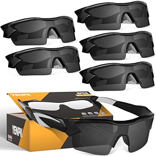 משקפי בטיחות של Yenpk לגברים נשים, משקפי בטיחות ANSI Z87.1 הגנה על עיניים UV, עוטפים אנטי שריטה למעבדת עבודה