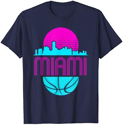 בציר מיאמי פלורידה נוף עירוני רטרו כדורסל חולצה