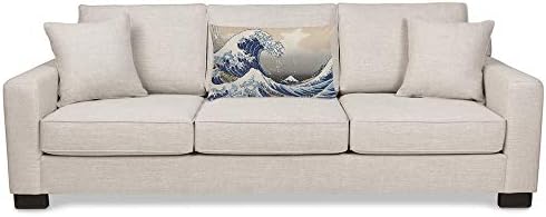 Ekobla לזרוק כרית כיסוי הגל הגדול של קנגאווה יפנית דפוס מזרחי מסורתי גלי ים עיצוב טבעי כרית כרית המותנית כרית