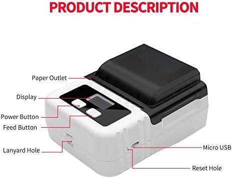 N/A מדפסת תרמית כף יד מדפסת תווית מדפסת תמיכה ברוחב נייר 20-50 ממ הדפס שפה מרובה שימוש עם אפליקציה