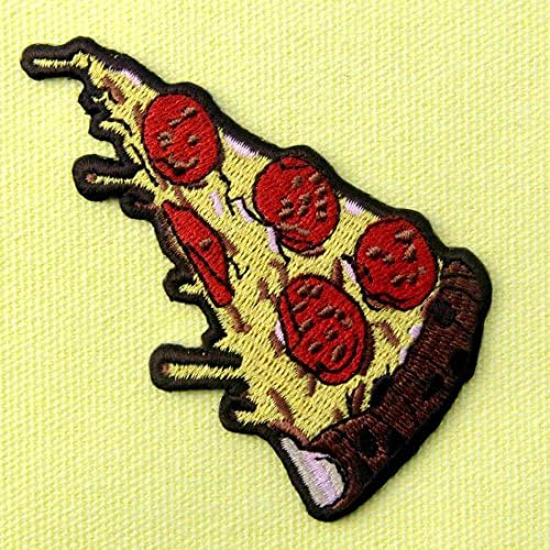 Pepperoni Pizza Slice איטלקי מזון מהיר רטרו רקום ברזל על תפירה על תיקון