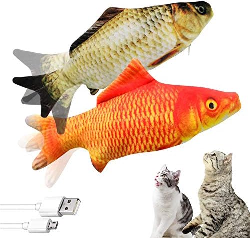 M Maius 2 חבילה צעצועים לחתול דגים דגים חשמליים, צעצועים קטניפ דגים, צעצועים דגים של חתול נעים, צעצועים דגים, ריאליסטיים