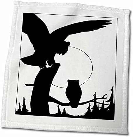 3 דרוז פלורן שחור לבן - תמונה של צללית של ינשוף ונשר - מגבות