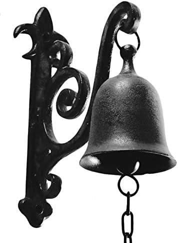 דקונור וינטג 'פעמון בארוחת ברזל יצוק כפעמון דלת הכניסה, עיצוב תלוי או קיר מקורה קיר עתיק חווה ופעמון שער קדמי, שחור