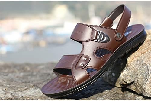 נעלי קיץ של xmtxzym סנדלי עור לגברים סנדלי נעלי חוף מזדמנים סנדלי נעלי פסים חיצוניות נעלי גברים