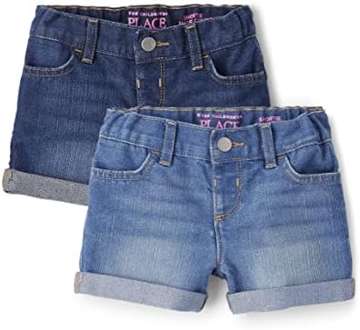 המקום לילדים בנות פעוטות בנות ג'ינס מקצרים מכנסיים 2 חבילה