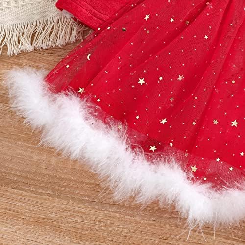 תלבושות לחג המולד לתינוקות פעוטות בנות סנטאס קלאוס שמלות שרוול ארוך שרוול נוח נוח שמלה אדומה