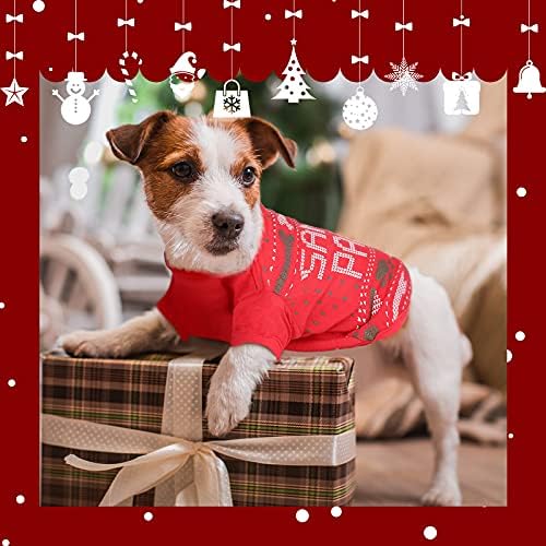 4 חתיכות חג המולד כלב חולצות בגדים לחיות מחמד רך לנשימה גור חולצות חג המולד מודפס לחיות מחמד חולצה חמוד כלב