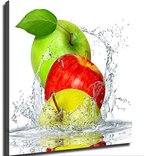 אמנות פירות - אמנות מטבח - תפוח ירוק עיצוב קיר מודרני בד הדפס הדפס פוסטר בד ציור הדפס הדפס קיר מגניב אמנות