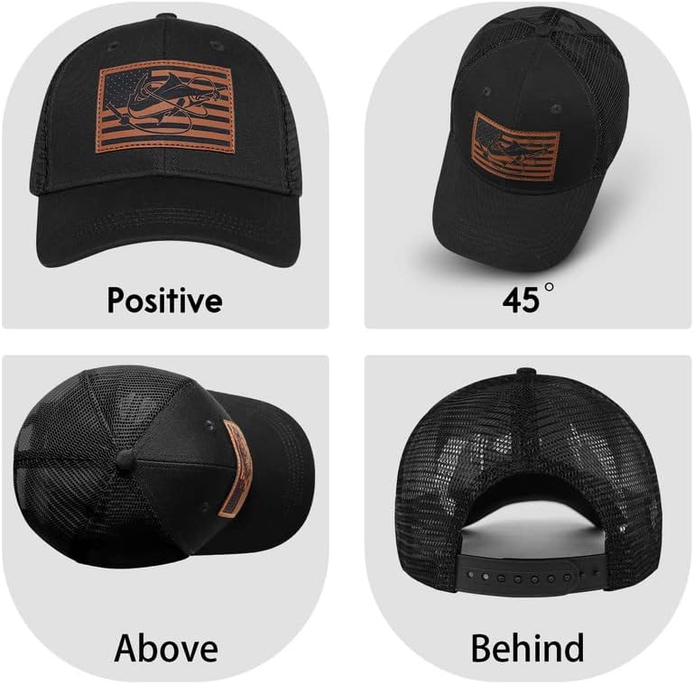 כובע דיג של PNKVnlo לגברים - כובע דיג אמריקאי כובע בייסבול עור פטריוטי - מתנות דיג לרשת חיצונית לאבא