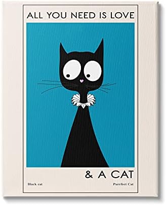 תעשיות סטופל אהבה וביטוי חתול חתול אופנה מצחיק, עיצוב מאת Ayse Canvas Call Art, 16X20, Off- לבן