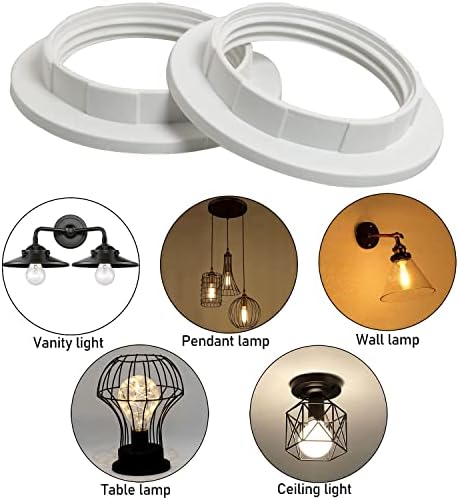 6 יחידות אור שקע צל טבעות עבור דואר 27/דואר 26 שקעים, שקע טבעת, טבעות שמירה עבור זכוכית מנורת גוונים / אור גופי, לבן