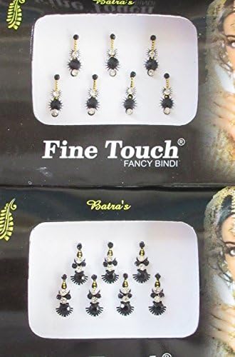 14 בינדיס 2 חבילות של תכשיטים של פנים ארוכות שחורות בוליווד בינדיס/הודו הודית בינדיס/מדבקה בינדי/תכשיטים בינדי/תכשיטים