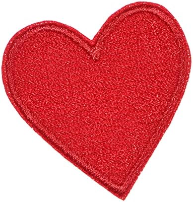 Jpt - אדום - לב אהבה מיני ברזל חזק על טלאי רקום ואפליקציות אפליקציות רקומות ברזל/תפור על טלאים תגית לוגו חמוד על גבי