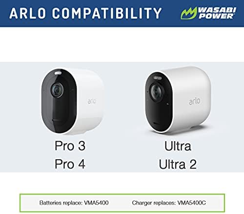 סוללת כוח ווסאבי ומטען כפול עבור Arlo Pro 3, Pro 4, Ultra, Ultra 2