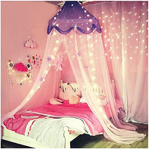 NYDECOR יתוש רשת מיטת חופה וילונות כיפת כוכבי כיפה תלויים מיטות נסיכה אוהלי חופה לבנות בנות בנים לילדים עיצוב חדר קריאה של