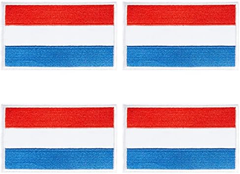 4 יחידים טלאי דגל הולנדים של הולנד, טלאי דגל הולנדים, וו ולולאה רקומים דגל זרוע טלאים טקטיים לתרמילים מעילי בגדי כובע.