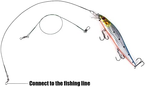 PISCORUSH 50 יחידות מנהיגי חוט דיג מקו דיג מצופה ניילון מעקב אחר מנהיגי פיתוי פיתוי עם מתמודדים עם מנהיגי דיג נירוסטה