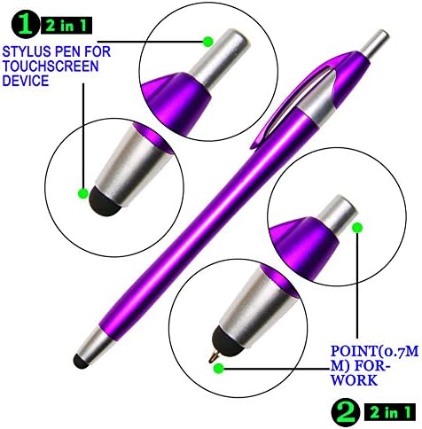 Skoloo Stylus עטים למסכי מגע, חבילה של 14, 2 ב -1 לחיצה על עט כדור, עט כדורים וערט דק לסמארטפון טאבלט אוניברסלי,