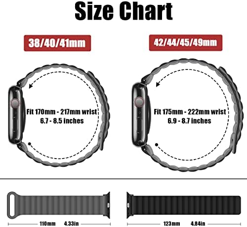 Hitzee תואם לפס שעון Apple 49 ממ 45 ממ 44 ממ 42 ממ, כפול דו צדדי לביש סיליקון מגנטי תואם תואמות לסדרת Apple