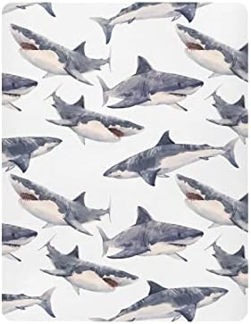 גיליונות עריסה של כריש צבעי מים לבנים בנות חבילות ומשחקים גיליונות גיליונות עריסה מיני נושמים גיליון עריסה מצויד לעריסה
