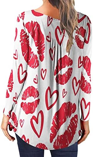נשים של חג האהבה חולצות אופנה שפות לב הדפסת טוניקת חולצה מתגנדר מזדמן זורם חולצה עבור חותלות בסוודרים