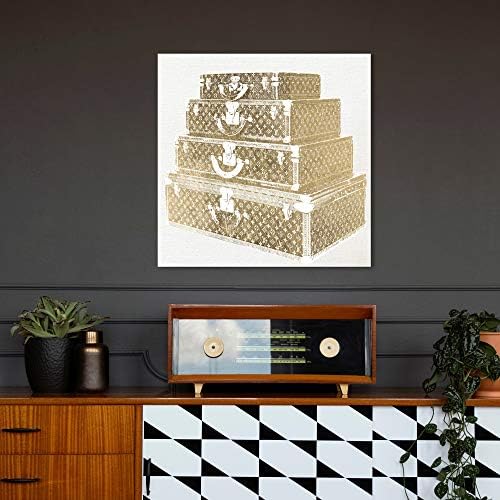 חברת האמן אוליבר גאל. אופנה גלאם קיר אמנות בד הדפסי 'נסיעות בסגנון' בית דדלקור, 20 איקס 20, זהב, לבן